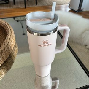 Pink rose quartz 40oz Stanley tumbler with lid and straw